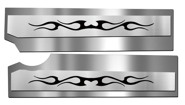 2010-2015 Camaro SS - Fuel Rail Covers Tribal Flame Style 2Pc | Polished Stainless Steel, Choose Inlay Color