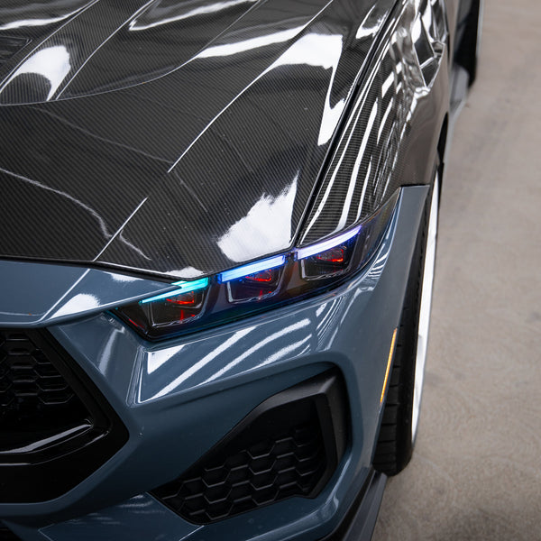 2024+ Ford Mustang S650 RGB Headlights With Gloss Black Housing (Pair)