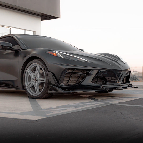 2020-2026 Corvette C8 Stingray Evo Style Front Lower Chin Splitter Gloss Black