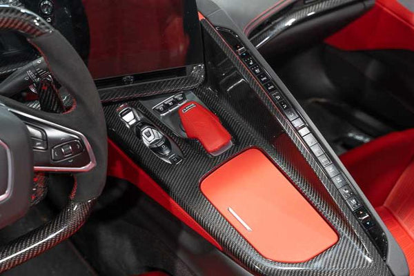 C8 Corvette Carbon Fiber Center Console Overlay - Black or Red