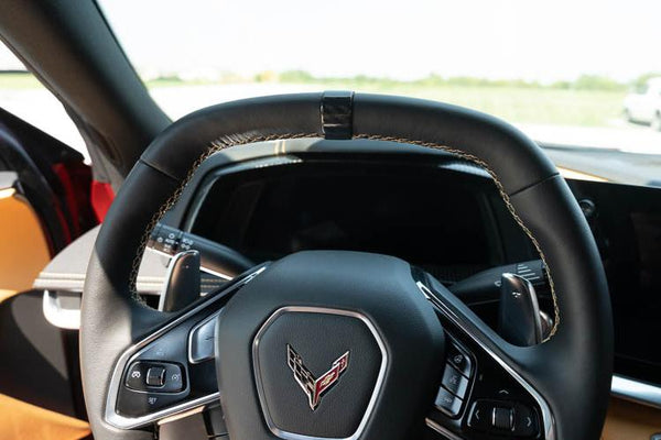 C8 Corvette Carbon Fiber 12 O-Clock Steering Wheel Trim - Black, Blue or Red