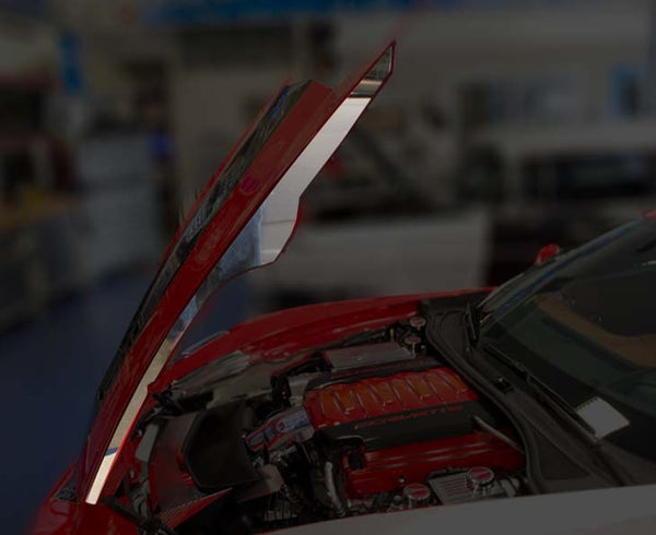 2014-2019 Corvette C7 Stingray - Hood Side Caps 2Pc | Polished Stainless Steel