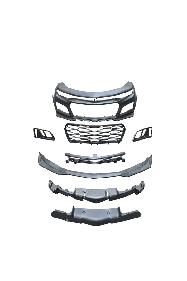 2016-2018 Chevy Camaro ZL1 Front Bumper Conversion 7pcs Ful Kit Flat BLK