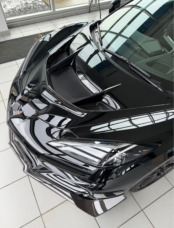 AGM C8 ZR1 Carbon Fiber Tall Hood Gurney Flap (add on to OEM ZR1 Hood)