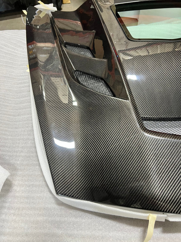 2014-2019 Corvette C7 Type-VS1 Double Sided Carbon fiber Vented Style Hood W/ Window For Stingray, Z51, Grand Sport, Z06