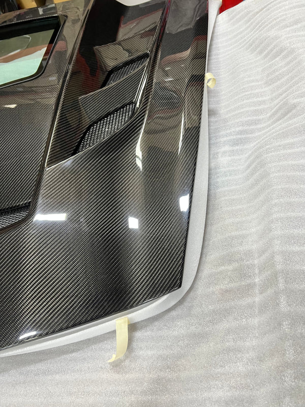 2014-2019 Corvette C7 Type-VS1 Double Sided Carbon fiber Vented Style Hood W/ Window For Stingray, Z51, Grand Sport, Z06