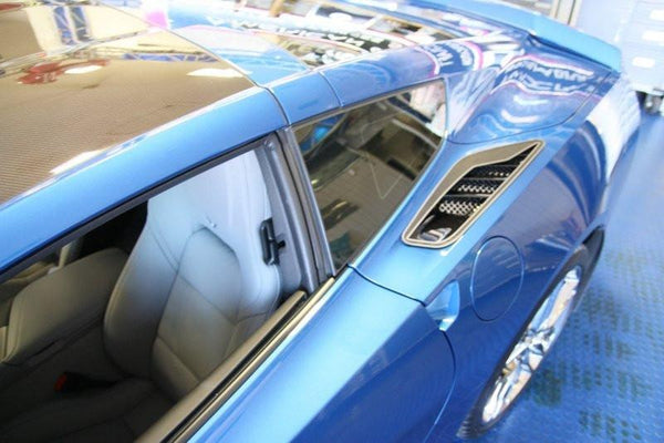 2014-2019 C7 Corvette Stingray - Rear Quarter Vent Set | Carbon Fiber w/Stainless Steel Trim