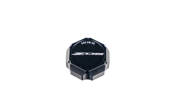 C8 Z06 5W50 Corvette Flag or Z06 Script Billet Oil Cap Cover - Black, Blue or Red