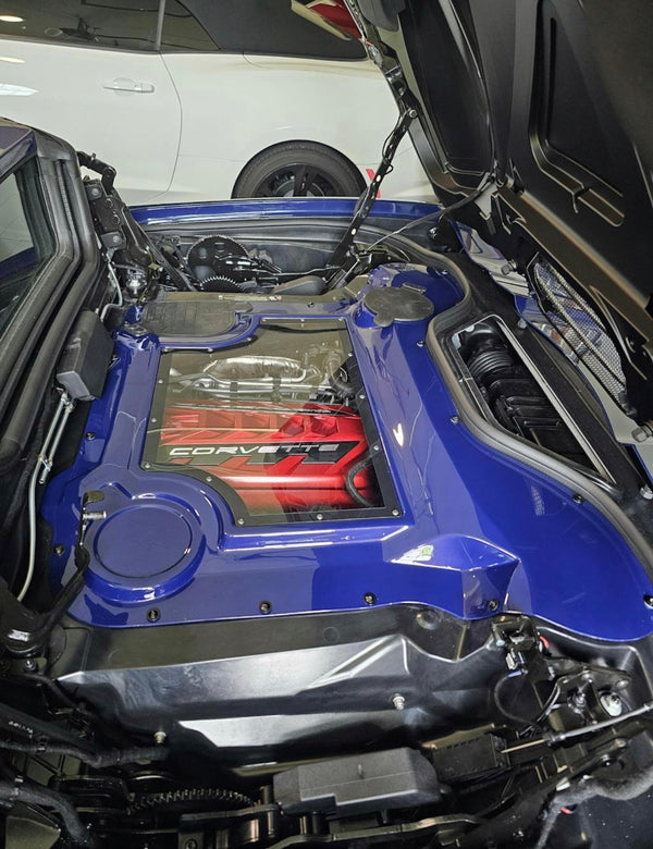 Clear HTC Engine Bay Cover for 2020+ Corvette C8 Z06, ZR1, E-Ray and Stingray Models