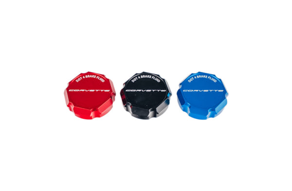 C8 "Corvette Flag" “Z06” "Paragon" “Z51” “ERay” “Corvette” Billet DOT 4 Brake Fluid Cap Cover - Black, Blue or Red