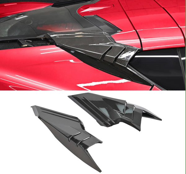PC Plastic Painted Carbon Fiber Rear Intake Port Trim For Corvette C8 Z51 Z06 E-Ray GS Coupe Only 2020-2027