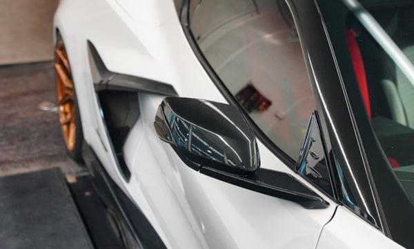 C8 Corvette Carbon Fiber Mirror Overlays - BMW M style
