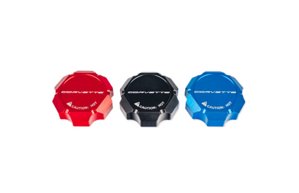C8 “Corvette Flag” “Z06” Z51” “Paragon” “ERay” “Corvette” Billet Coolant Cap Cover - Black, Blue or Red
