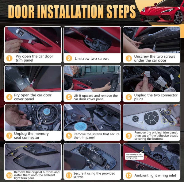 RGB LED Smartphone Light Door Sound Speaker Cover Trim For Corvette C8 2020-2026