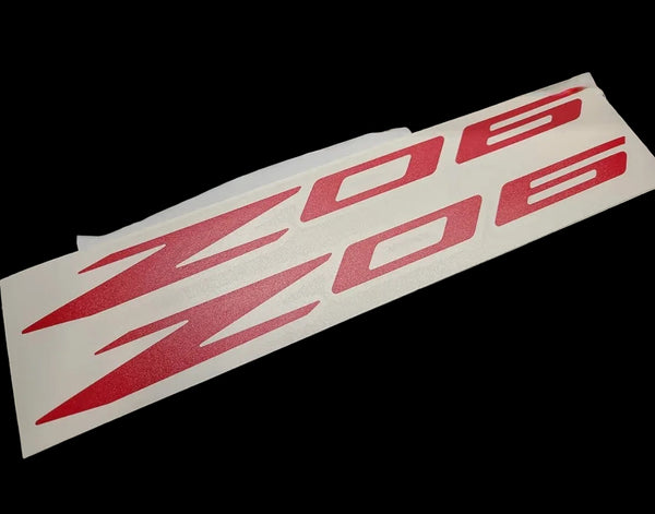 Z06 Decals (2pk) Corvette Racing 12" Accent Rocker Panel Window Stickers C5Z C6Z C7Z C8Z LSX LTX (Gloss White & Red)