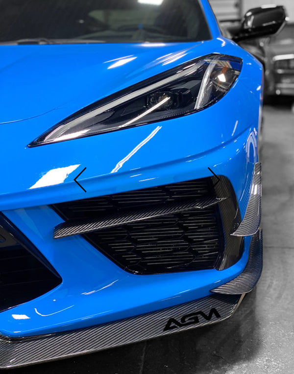 AGM C8 Corvette Carbon Fiber/Carbon Flash Metallic Dive Planes (Canards)