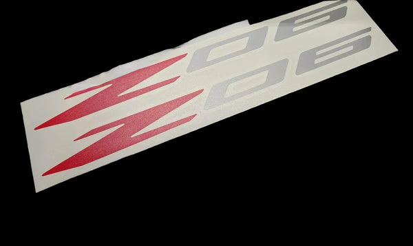 Z06 Decals (2pk) Corvette Racing 12" Accent Rocker Panel Window Stickers C5Z C6Z C7Z C8Z LSX LTX (Gloss White & Red)
