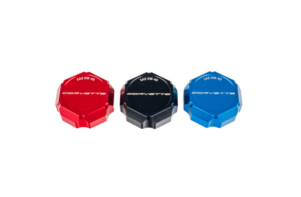 C8 Corvette 0W40 Stingray or ERay “Flag” “Paragon” “Corvette” “ERay” Billet Oil Cap Cover - Black, Blue or Red