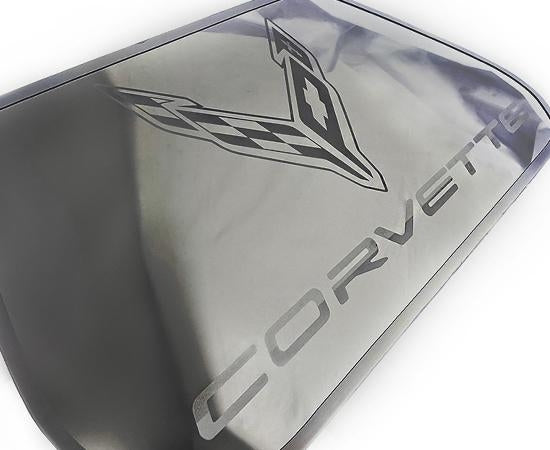 2020+ C8 CORVETTE - ETCHED LOGO FRUNK PANEL WITH BRUSHED TRIM RING | POLISHED FINISH