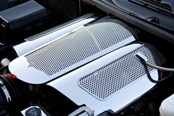 2006-2013 C6 Corvette Z06 only - Perforated Plenum Cover Low Profile | Polished Stainless Steel
