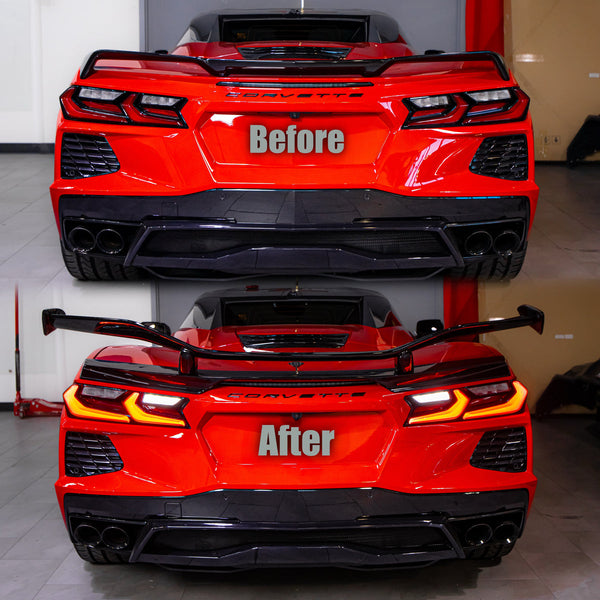 2020-2026 Corvette C8 Type-Z07 Style Rear Spoiler Aluminum or Carbon Fiber 2pc For Stingray