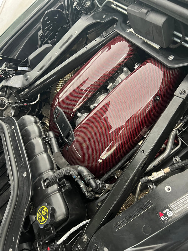 RED Carbon Fiber LT6 Engine Intake Manifold Covers