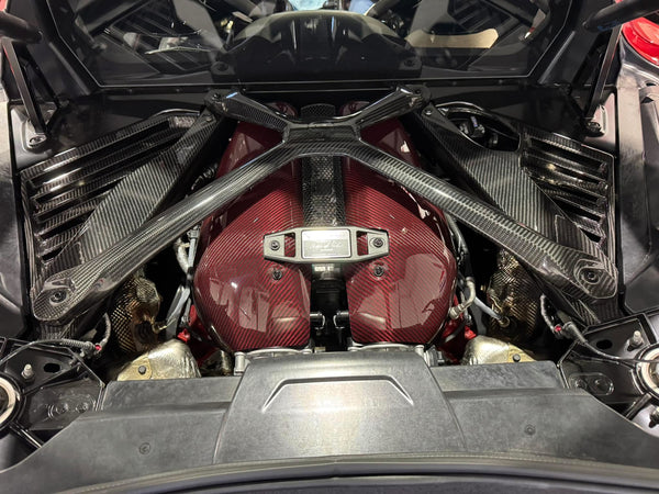 RED Carbon Fiber LT6 Engine Intake Manifold Covers