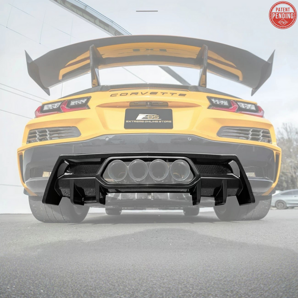 2023-UP Corvette C8 Z06 Rear Bumper Finned Diffuser Carbon Flash Metallic
