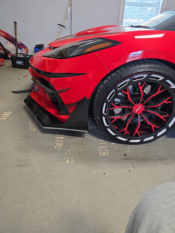 C8 Corvette Carbon Fiber Front Air Intake Vents Bumper Aero Flicks Trims