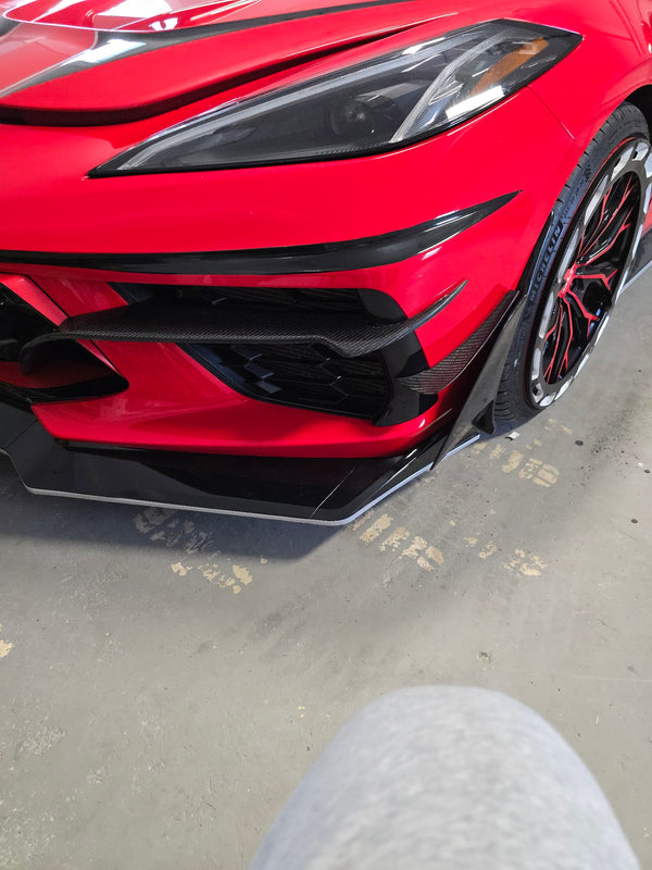 C8 Corvette Carbon Fiber Front Air Intake Vents Bumper Aero Flicks Trims