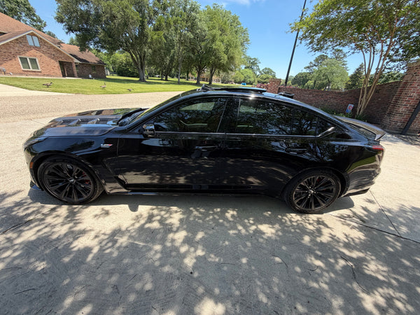 2020-2026 Cadillac CT5 / V-Blackwing Type-Terminator w/Glass Double Sided Carbon Fiber Hood, Top Gloss, Bottom Matte