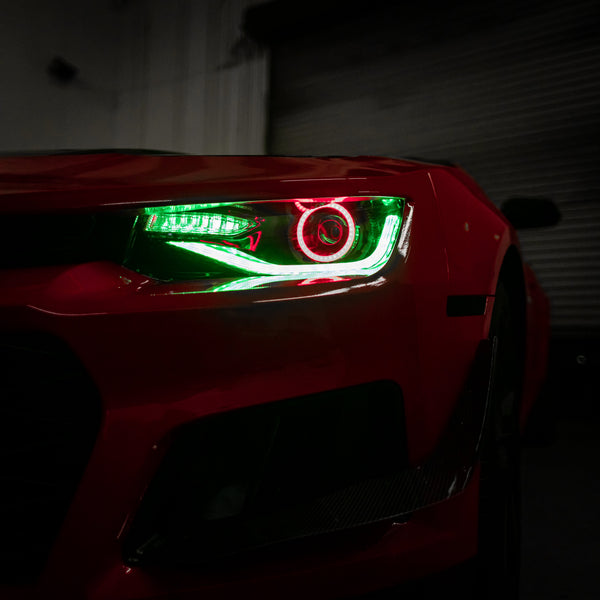 2014-2015 Chevy Camaro 6th Gen Style Headlights Projector Custom RGBW Via Bluetooth Pair