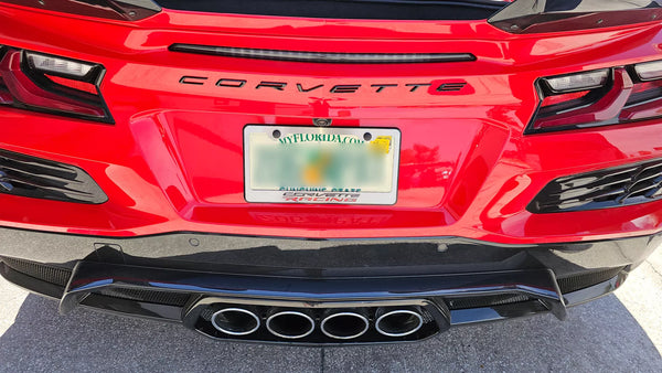 2020-2026 C8 CORVETTE - CORVETTE RACING STYLE LICENSE PLATE FRAME | STAINLESS STEEL