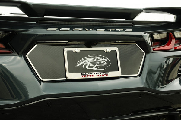 2020-2026 C8 CORVETTE - CORVETTE RACING STYLE LICENSE PLATE FRAME | STAINLESS STEEL