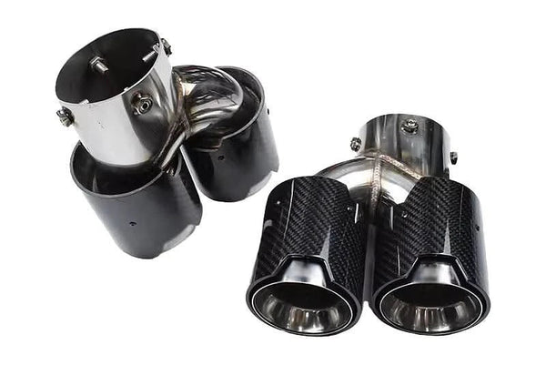 Carbon Fiber Dual Exhaust Tips for BMW M340i M240i M440i | G20 G42 G22 G23 G26 | Y-Pipe Single-to-Dual Conversion | Sold as Pair