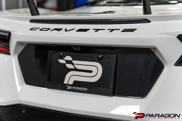 Paragon Performance C8 Corvette License Plate Insert - Carbon Fiber or Carbon Flash