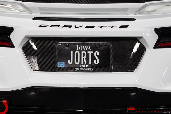 Paragon Performance C8 Corvette License Plate Insert - Carbon Fiber or Carbon Flash