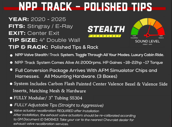 2020-2025 LeMans Edition C8 Corvette Stingray, E-Ray or Z06 Valve or NON-Valve Catback Center Exhaust