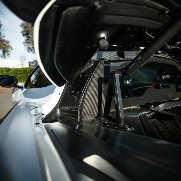 Corvette C8 Dry Carbon Fiber Rear Hatch Hinge Pillar Trim Cover Overlays