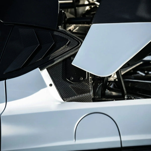 Corvette C8 Dry Carbon Fiber Rear Hatch Hinge Pillar Trim Cover Overlays