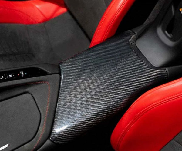 C8 Corvette Carbon Fiber Center Console Lid Overlay - Black or Red