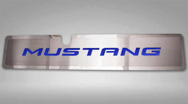 2015-2017 Mustang GT/EcoBoost - Radiator Cover Vanity Plate 'MUSTANG' | Brushed, Choose Inlay Color