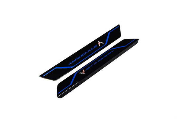 AMT C8 Corvette Carbon Flash "STINGRAY" Door Sill Plate Covers - Choose Color