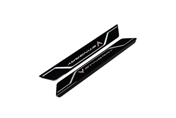 AMT C8 Corvette Carbon Flash "STINGRAY" Door Sill Plate Covers - Choose Color