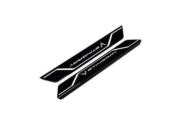 AMT C8 Corvette Carbon Flash "STINGRAY" Door Sill Plate Covers - Choose Color