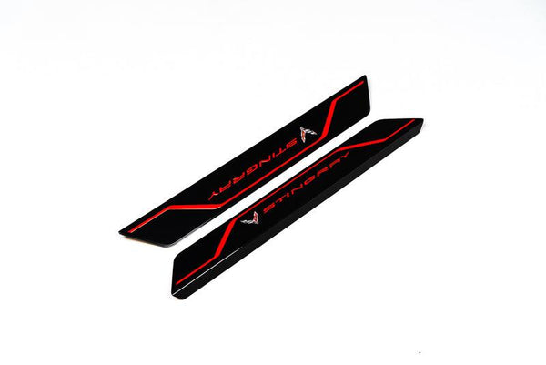 AMT C8 Corvette Carbon Flash "STINGRAY" Door Sill Plate Covers - Choose Color