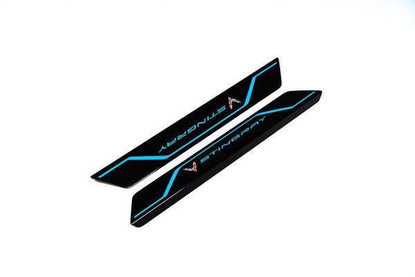 AMT C8 Corvette Carbon Flash "STINGRAY" Door Sill Plate Covers - Choose Color