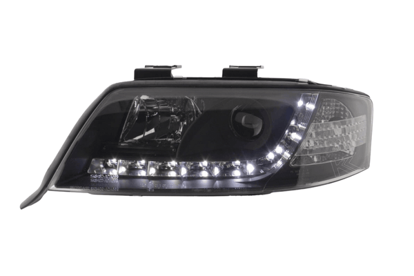 Audi A6 (C5 4B) Black LED Headlights with Daytime Running Lights (1997-2001)