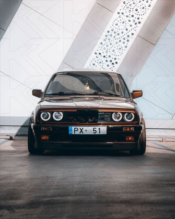 BMW 3-series E30 2/4 door. Black Angel Eyes Headlight Set (1987-1991)