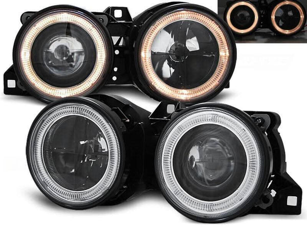 BMW 3-series E30 2/4 door. Black Angel Eyes Headlight Set (1987-1991)